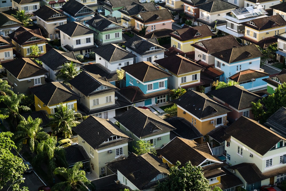 Rows of finished houses on a completed estate